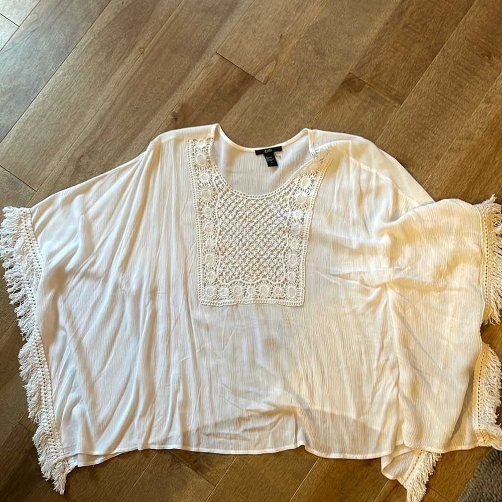 Adorable Crochet Detail Poncho Top
